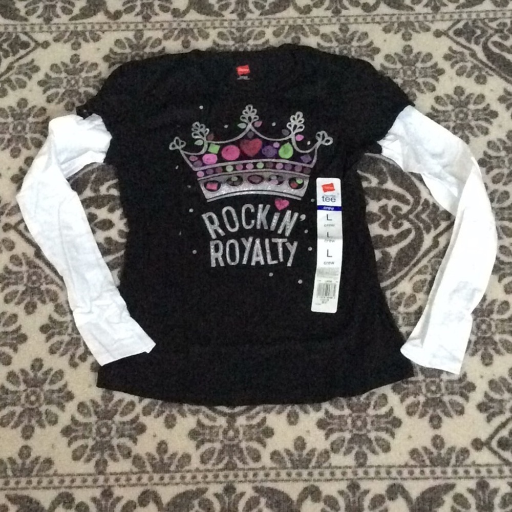 Hanes Girls 👑 Crew Long Sleeves Size L 10/12